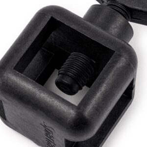 Close-up of Spartan Box Clamp in Noryl, with peg